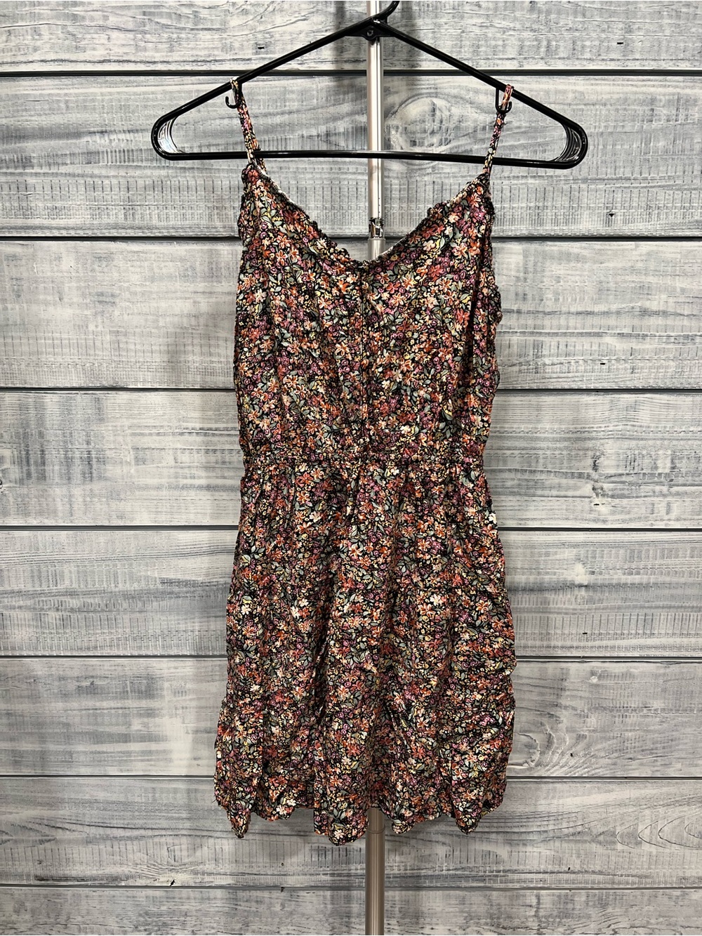 Mimi Chica Black Multi Floral Spaghetti-Strap Mini Dress